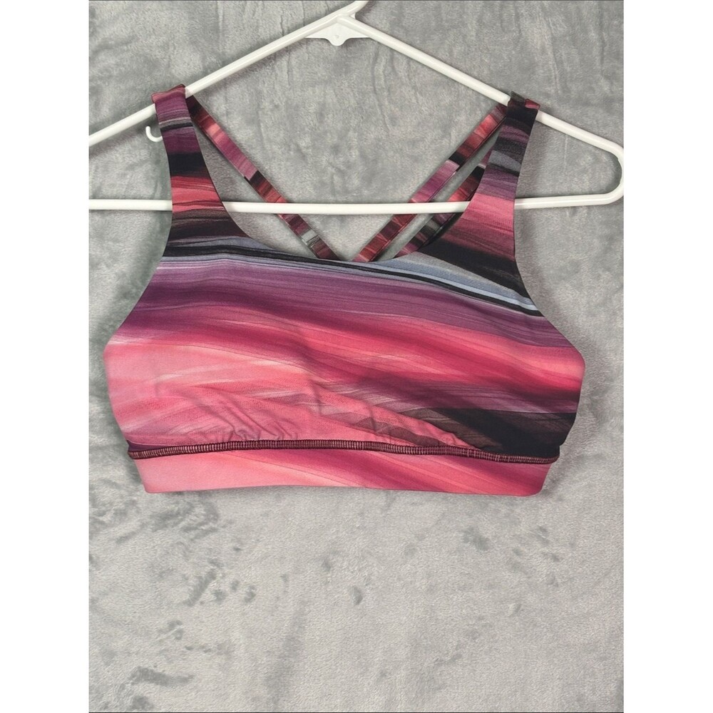 Lululemon Pink Purple Criss Cross Back Lined Sports Bra Size 8